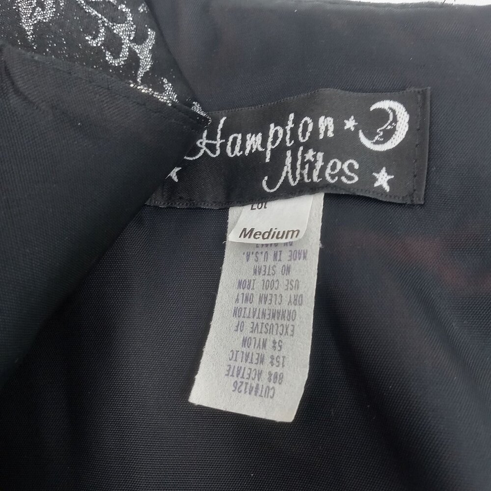 Vintage 90s Hampton Nites Black Silver Brocade Corset Top Size M Rhinestone Glam - Picture 7 of 7